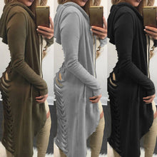 Load image into Gallery viewer, Gothic Women Ladies Cut Out Cardigan Long Ripped Back Hooded Hoodie Coat Sweater Hollow Out Sexy Fashion Soft Comfortable Coats
